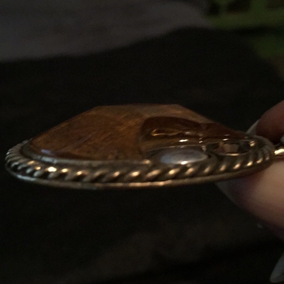 Handcrafted Burnished Gold 3D Pendant Necklace - Picture 6 of 11